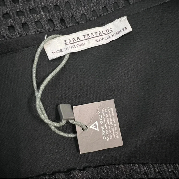 Zara Black Mesh Mini Dress with Floral Embroidered Patches - Picture 5 of 6